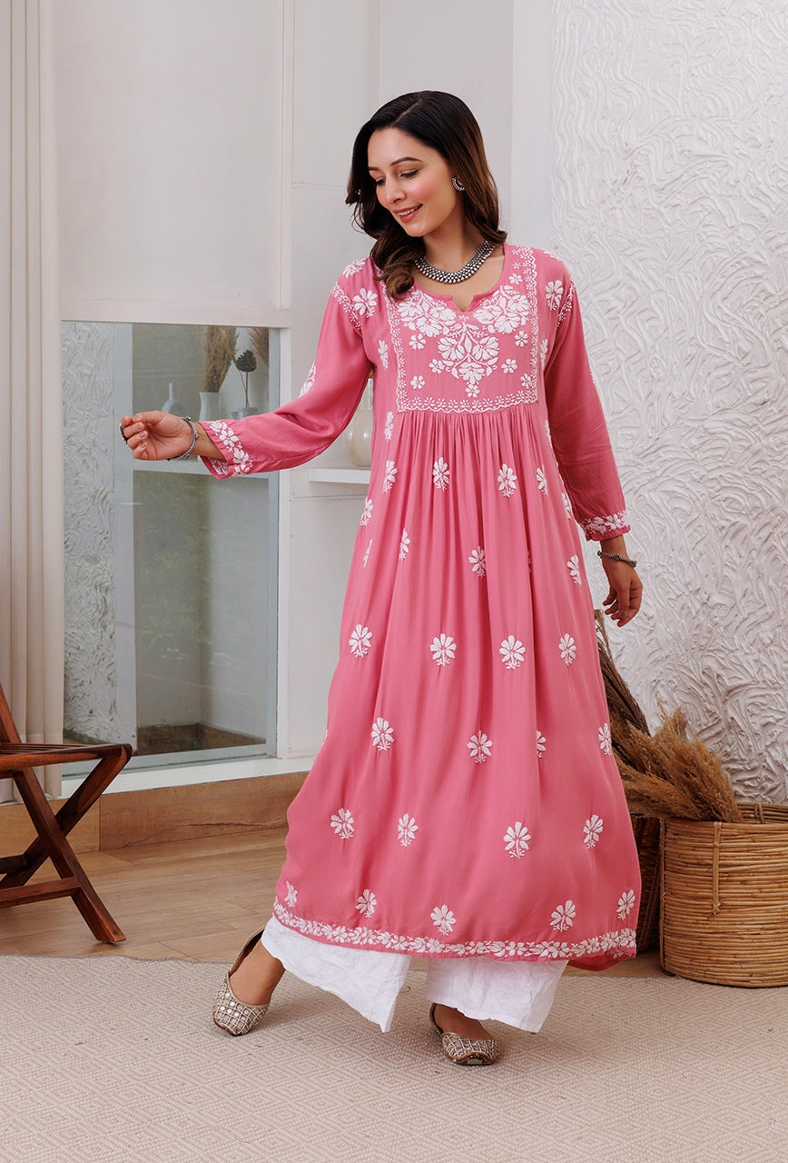 ZERESOUQ-Zainat-Mauve-Rayon-Chikankari-Anarkali