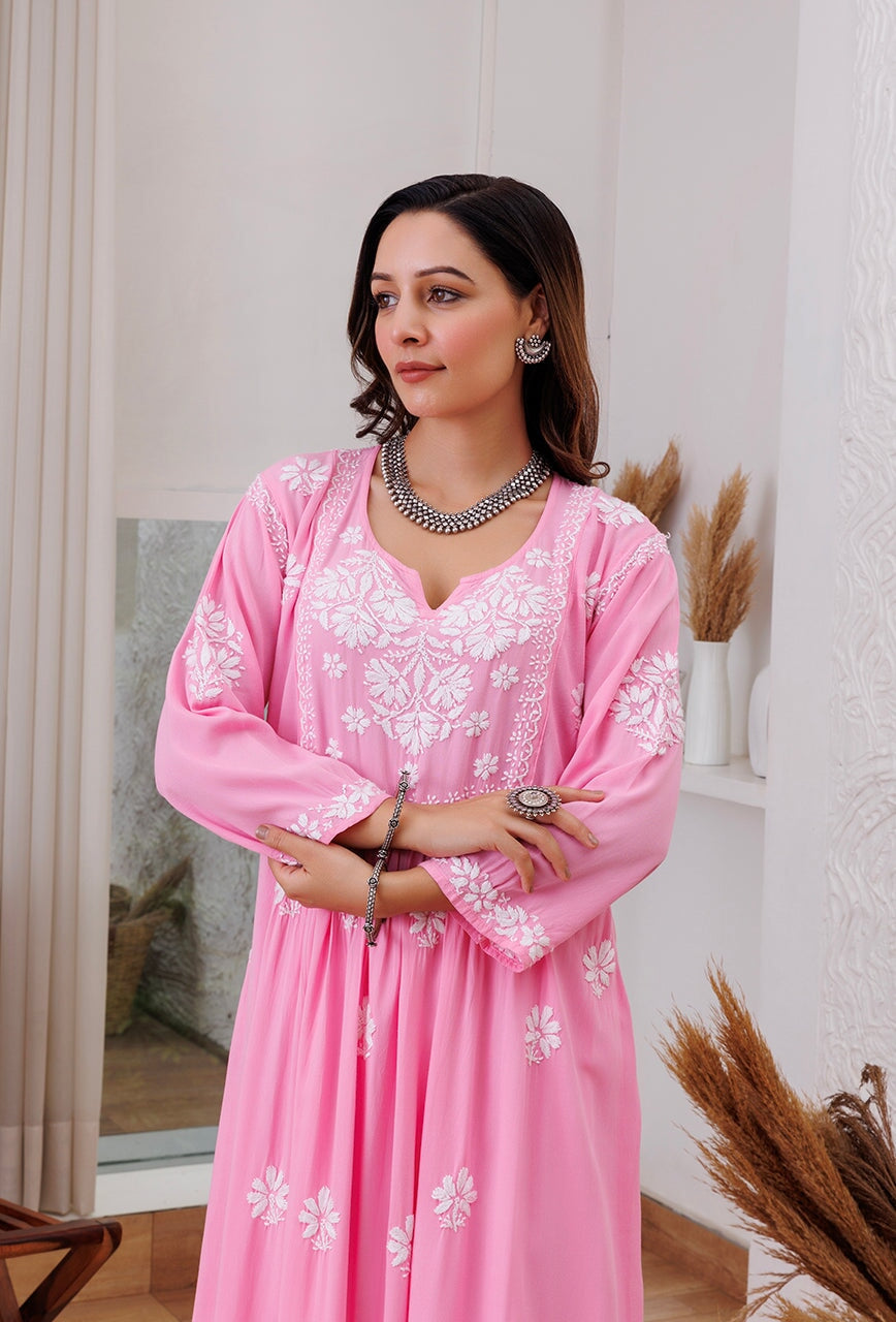 ZERESOUQ-Zainat-Baby-Pink-Rayon-Chikankari-Anarkali