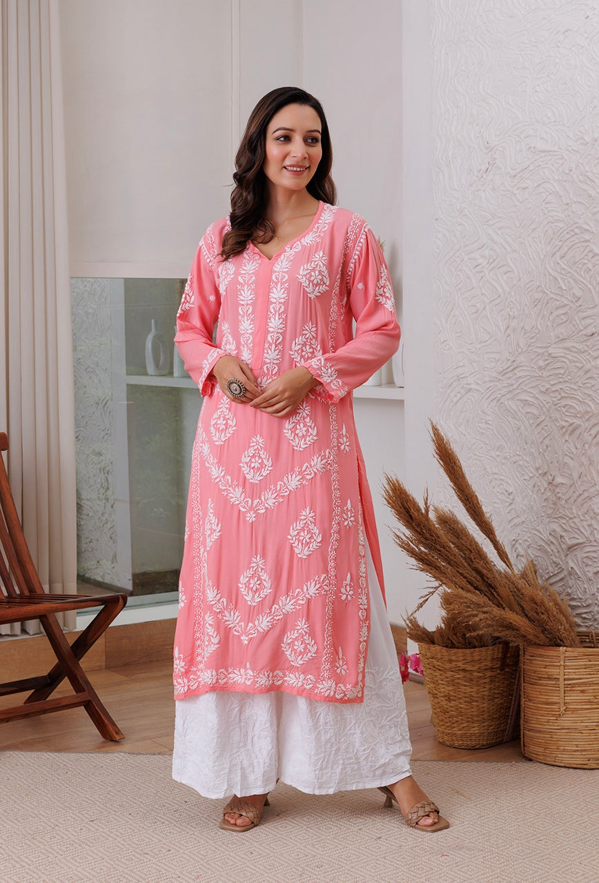 ZERESOUQ-Sunehri-Peach-Modal-Chikankari-kurta