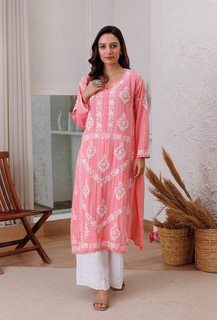 ZERESOUQ-Sunehri-Peach-Modal-Chikankari-kurta
