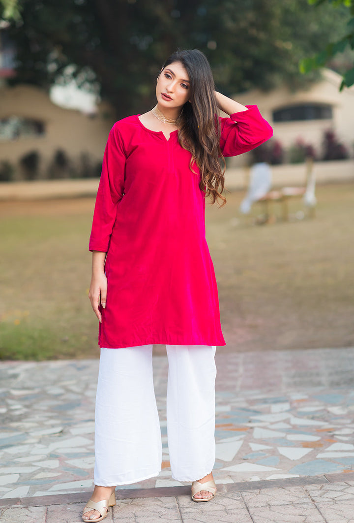 ZERESOUQ-Pink-Velvet-Solid-2-Piece-Kurta-Set