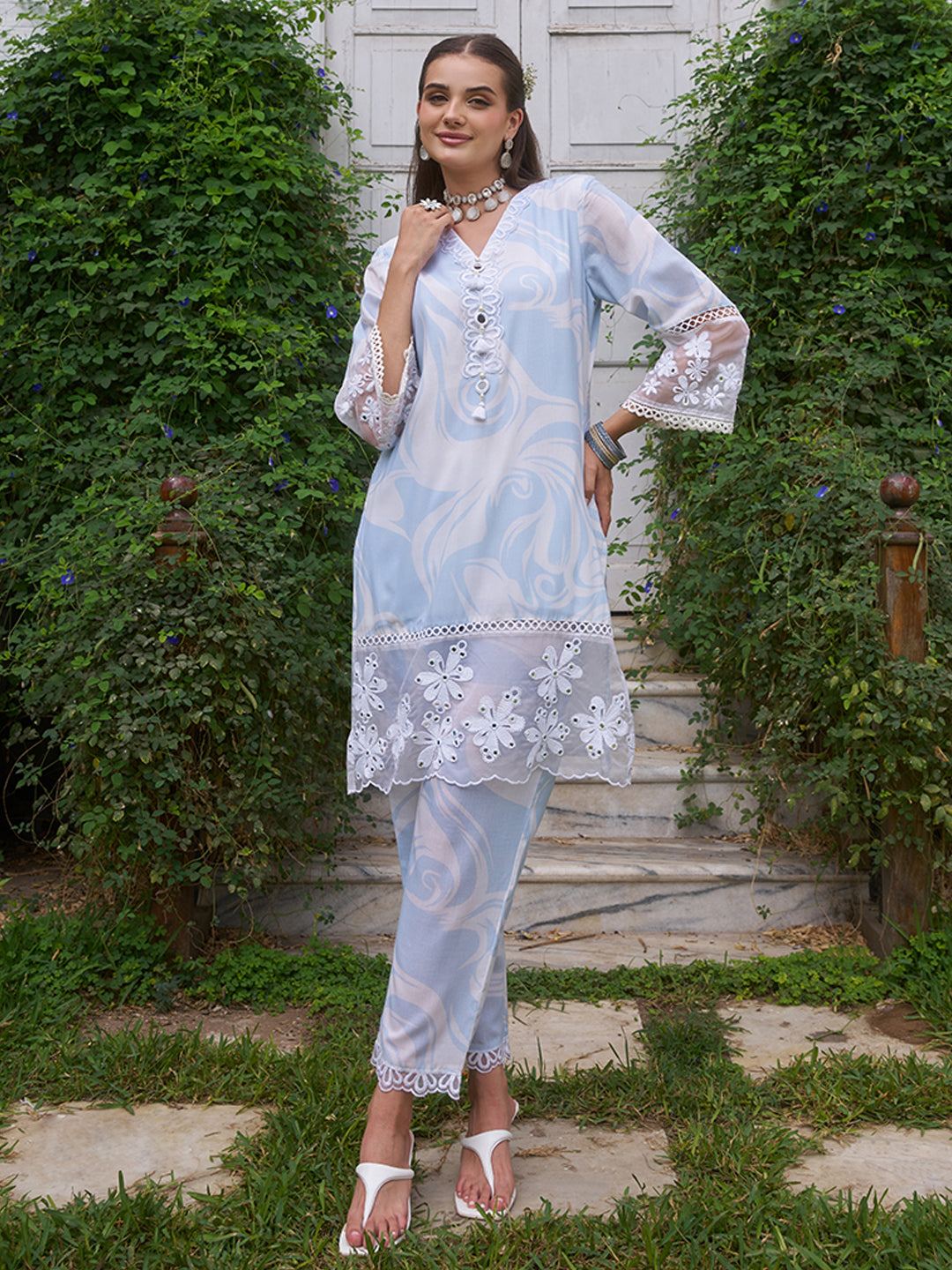 Blue-Cotton-Marble-Printed-Co-Ord-Set