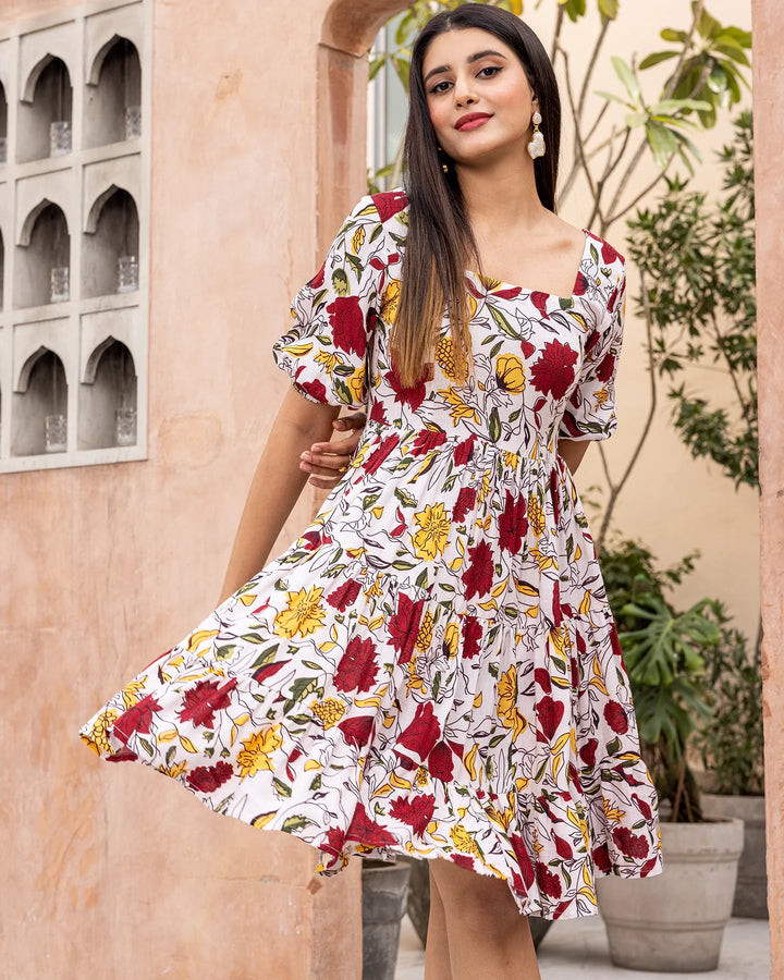 Off-White-Rayon-Animated-Floral-Midi-Dress