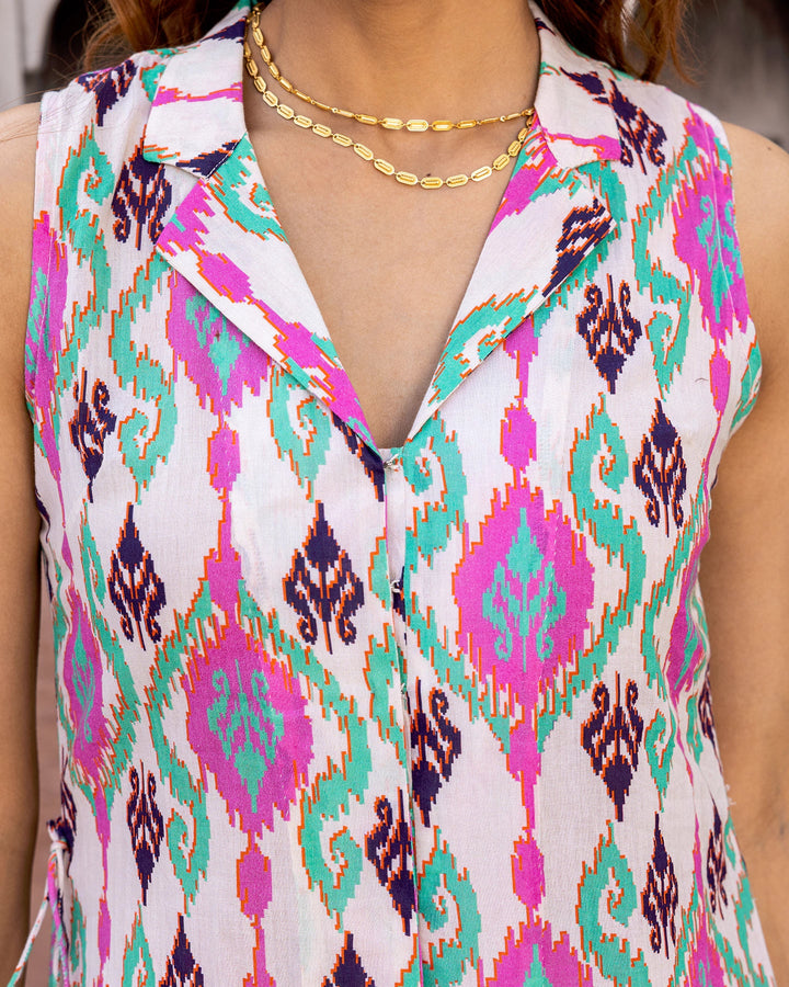 Ivory-Cotton-Ikat-2-Piece-Kurta-Set