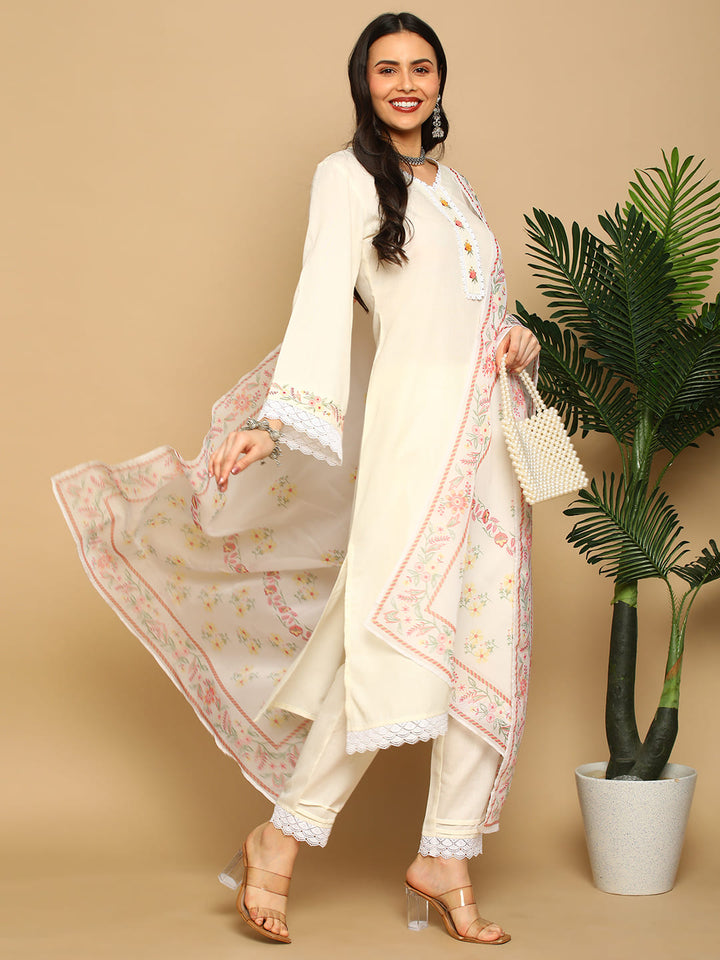 Cream-Cotton-Blend-Bell-Sleeves-Embroidered-3-Piece-Kurta-Set