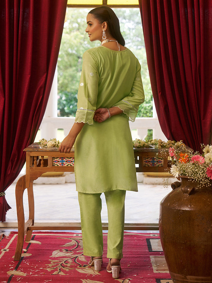 Green-Viscose-Floral-2-Piece-Kurta-Set