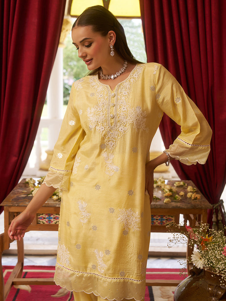 Yellow-Viscose-Floral-2-Piece-Kurta-Set