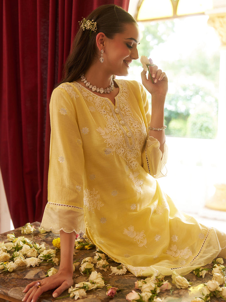Yellow-Viscose-Floral-2-Piece-Kurta-Set