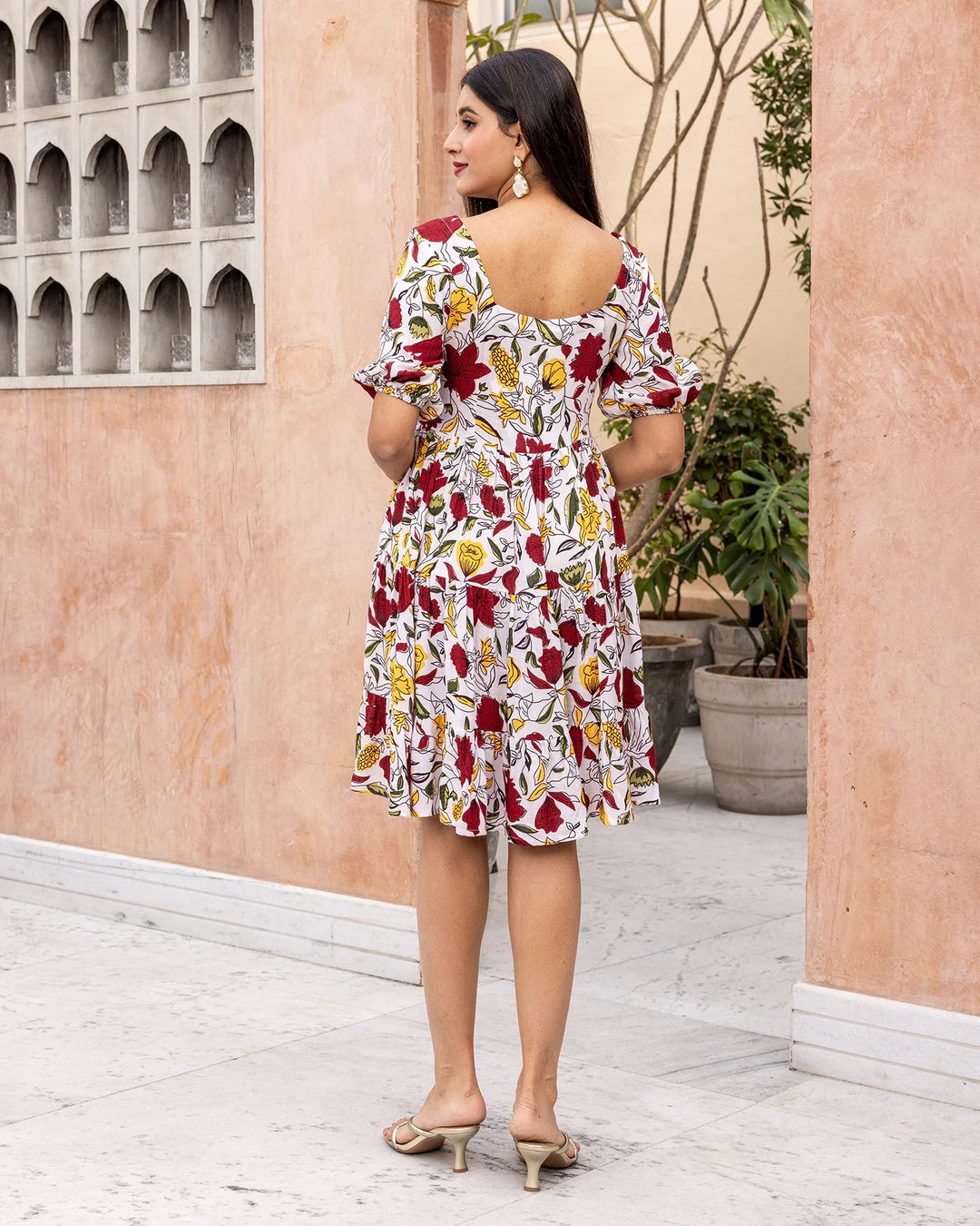 Off-White-Rayon-Animated-Floral-Midi-Dress