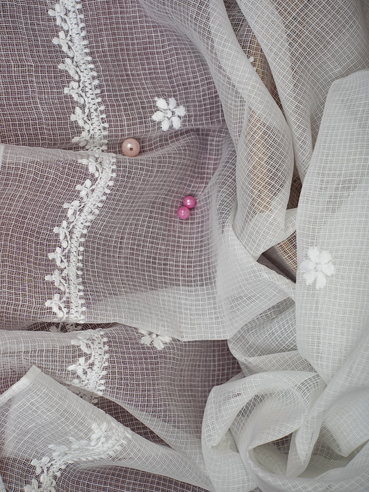 White Kota Embroidered Dupatta