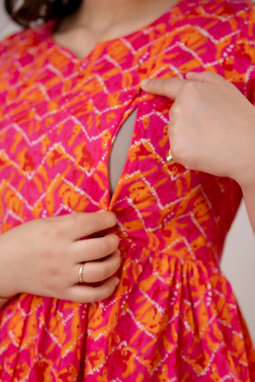 Fuchsia Pink Cotton Abstract Print Maternity Co-Ord Set