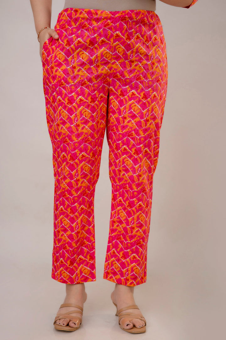Fuchsia Pink Cotton Abstract Print Maternity Co-Ord Set