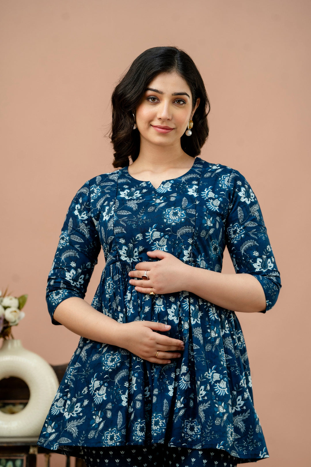 Indigo Cotton Bagru Print Peplum Co-Ord Set