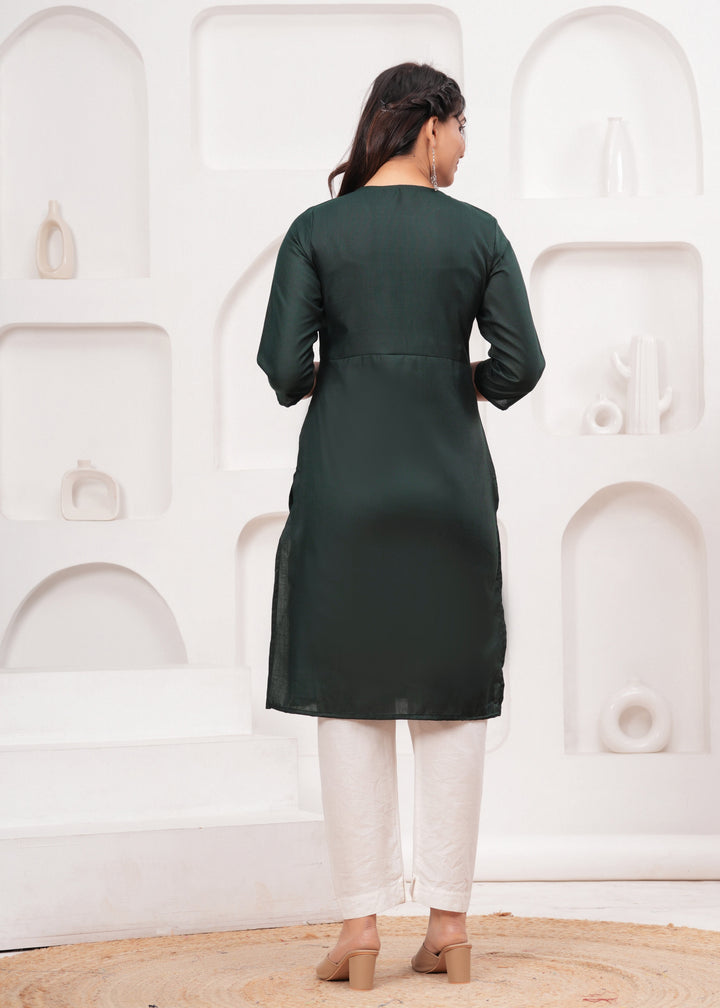 Moss Green Cotton Blend Maternity Kurta