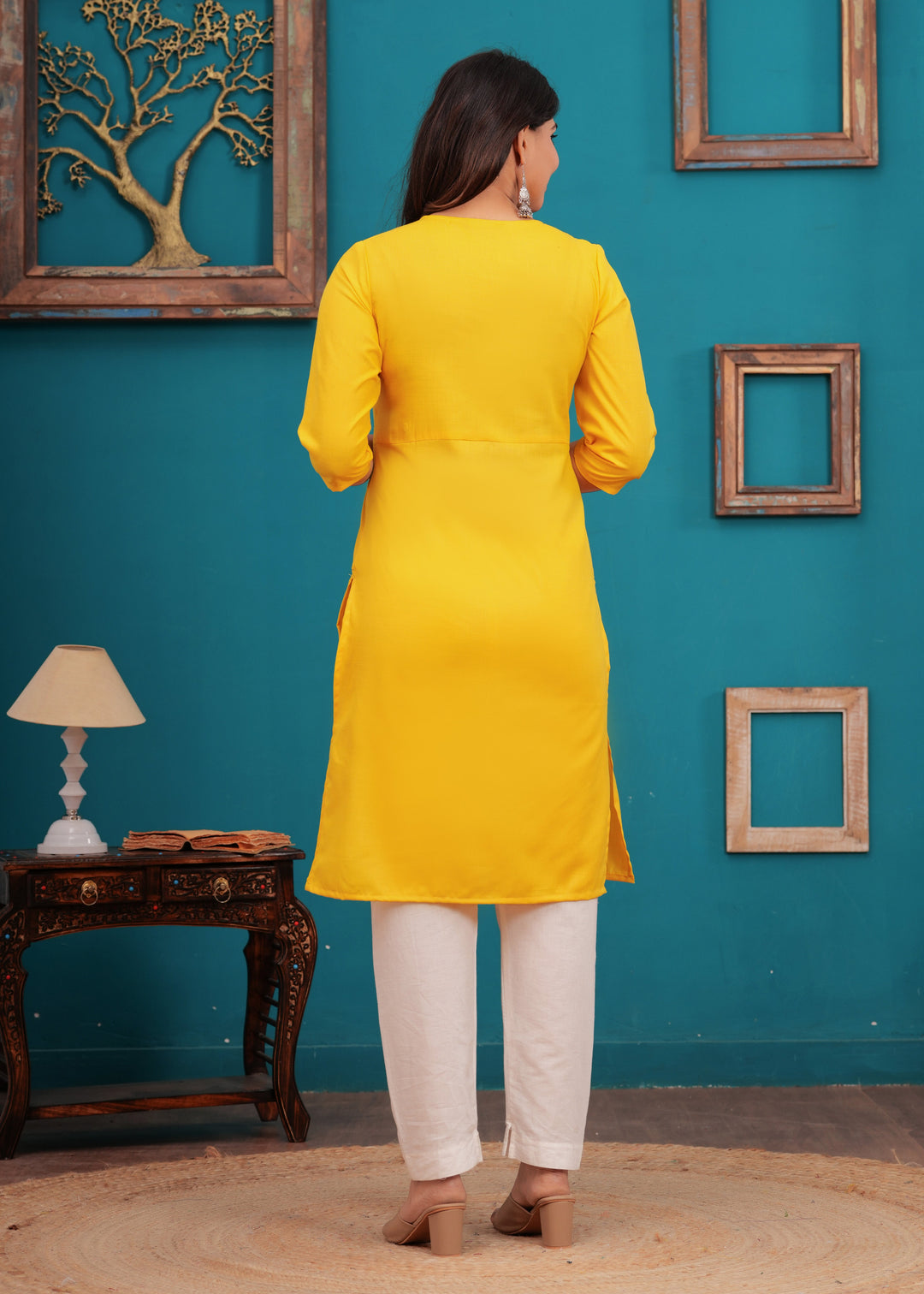 Yellow Cotton Blend Maternity Kurta