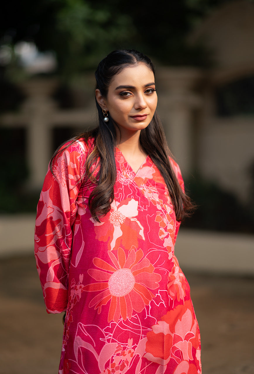 ZERESOUQ-Pink-Print-Velvet-2-Piece-Kurta-Set
