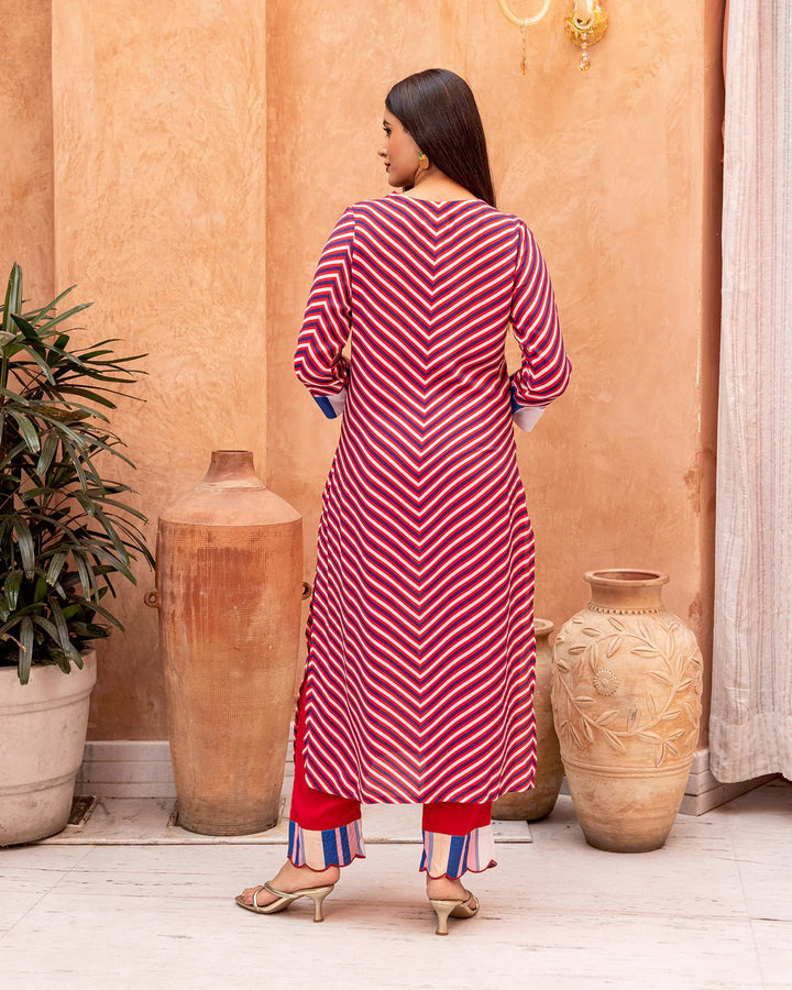 Red-Muslin-Stripes-&-Floral-2-Piece-Kurta-Set