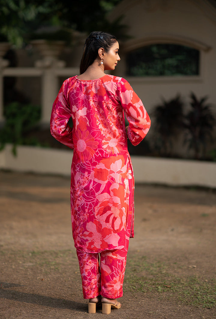 ZERESOUQ-Pink-Print-Velvet-2-Piece-Kurta-Set