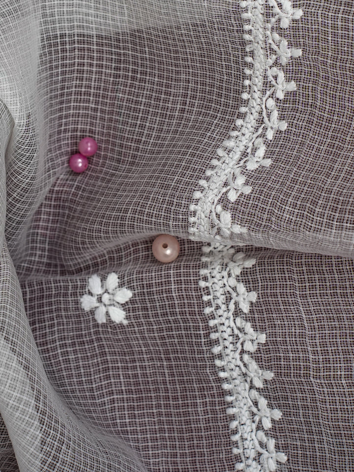 White Kota Embroidered Dupatta