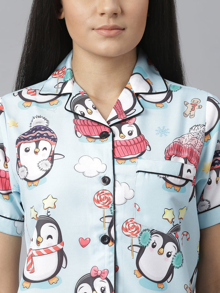 Penguin Digital Print Night Suit Set