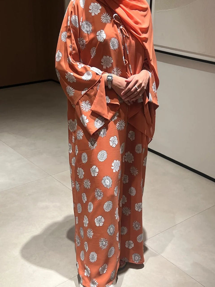 Orange Georgette Rust Aura Kimono & Sheila Set
