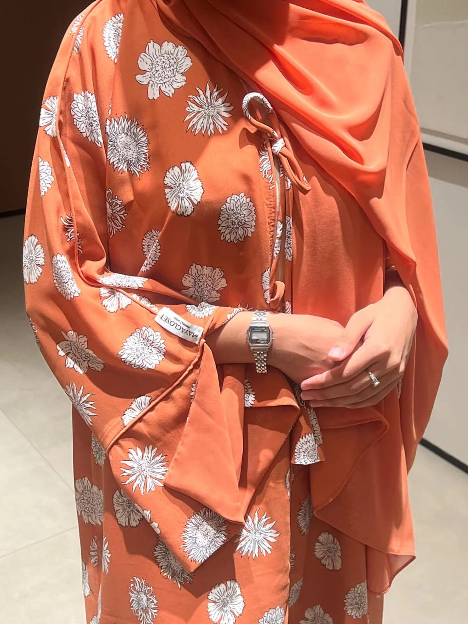 Orange Georgette Rust Aura Kimono & Sheila Set
