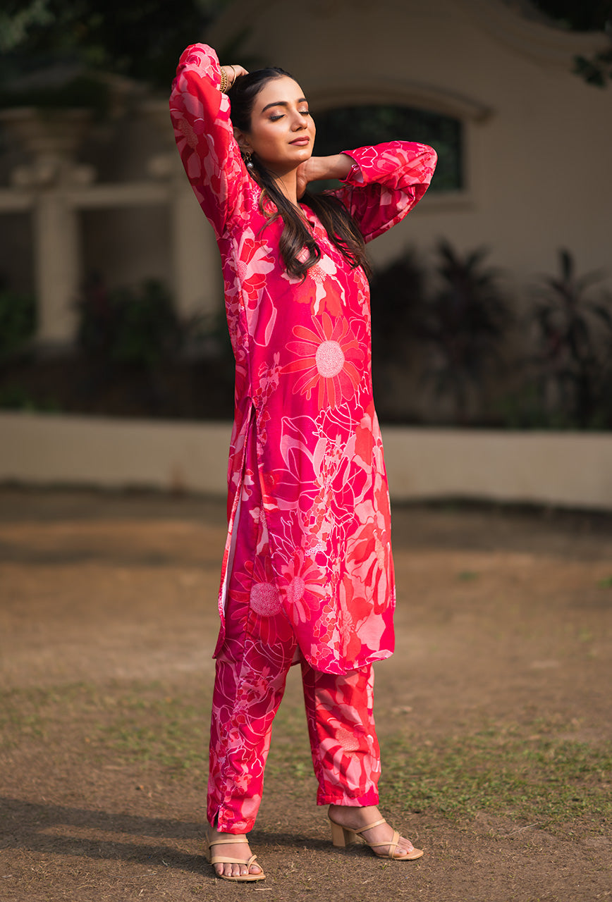ZERESOUQ-Pink-Print-Velvet-2-Piece-Kurta-Set