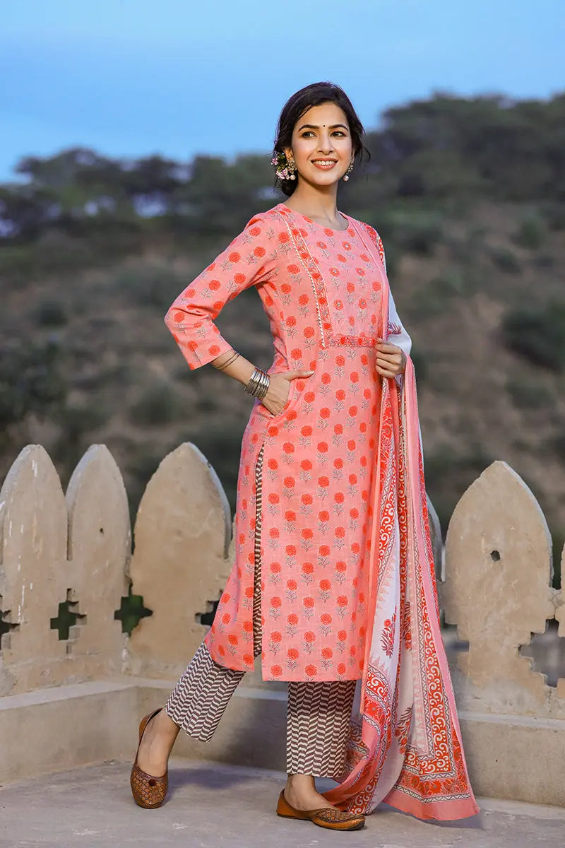 Pink-Cotton-Straight-3-Piece-Kurta-Set