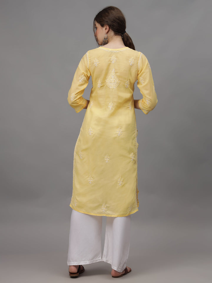 Beige-&-White-Cotton-Embroidery-Chikankari-Kurti