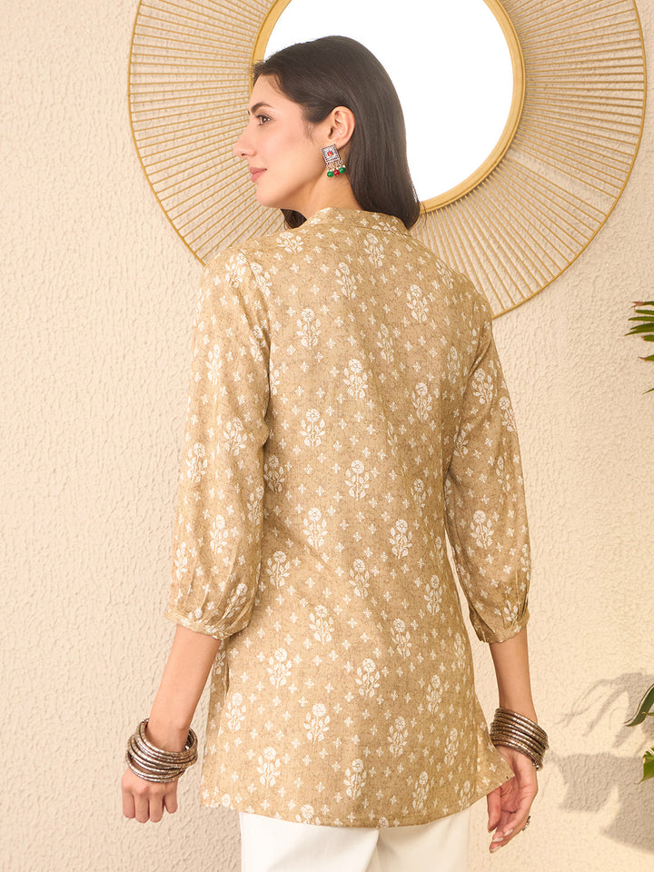 Beige-Cotton-Blend-Floral-Printed-Tunic-ONLY