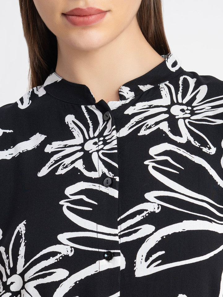 Black 100% Viscose Printed 2-Piece Kurta Set
