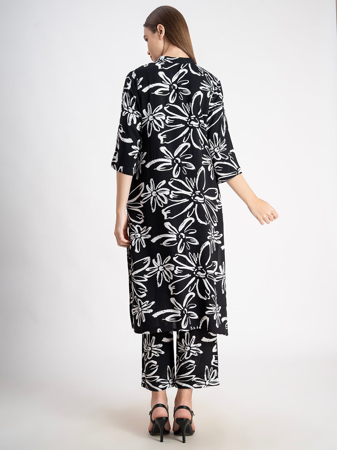 Black 100% Viscose Printed 2-Piece Kurta Set