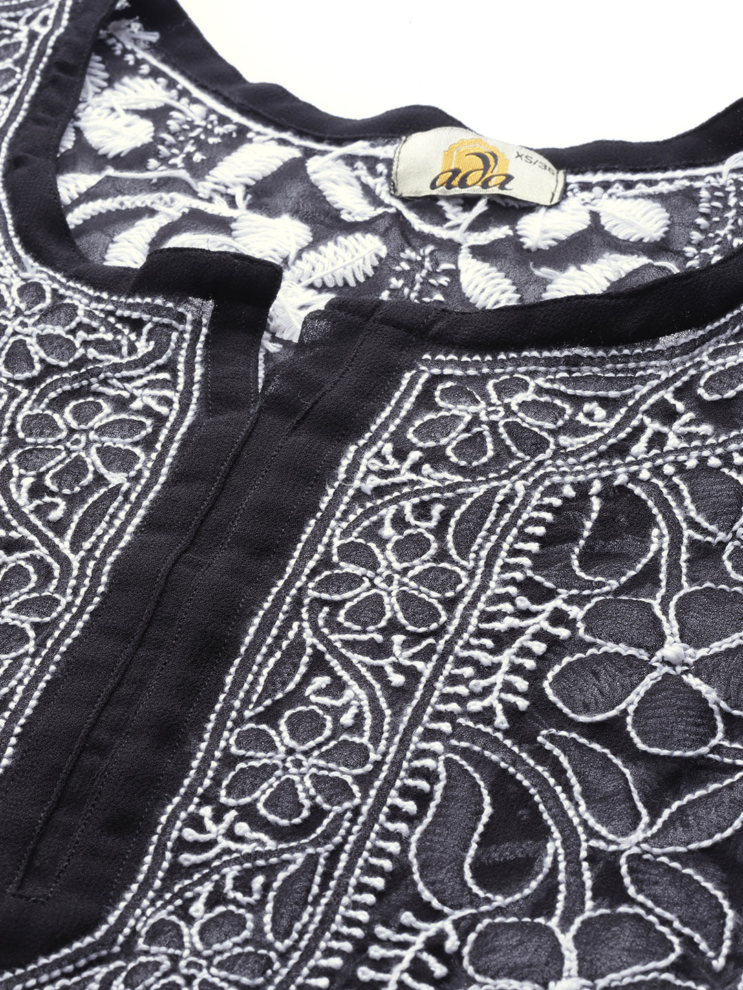 Black Georgette Lucknowi Chikankari Tunic Only