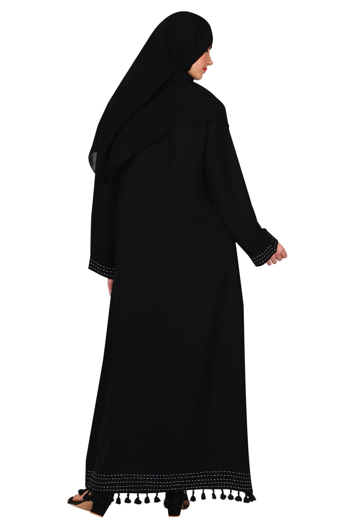 Black-Polyester-Royal-Stylized-Bottom-Minimalistic-Abaya