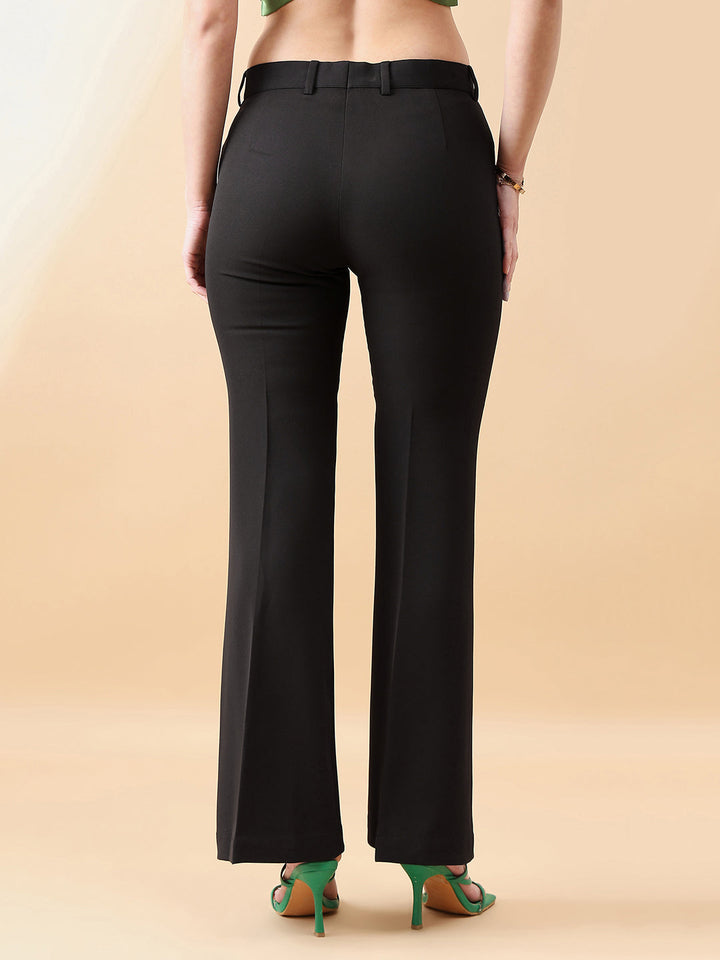 Black-Polyester-&-Viscose-Blend-Bell-Bottom-Stretch-Trouser