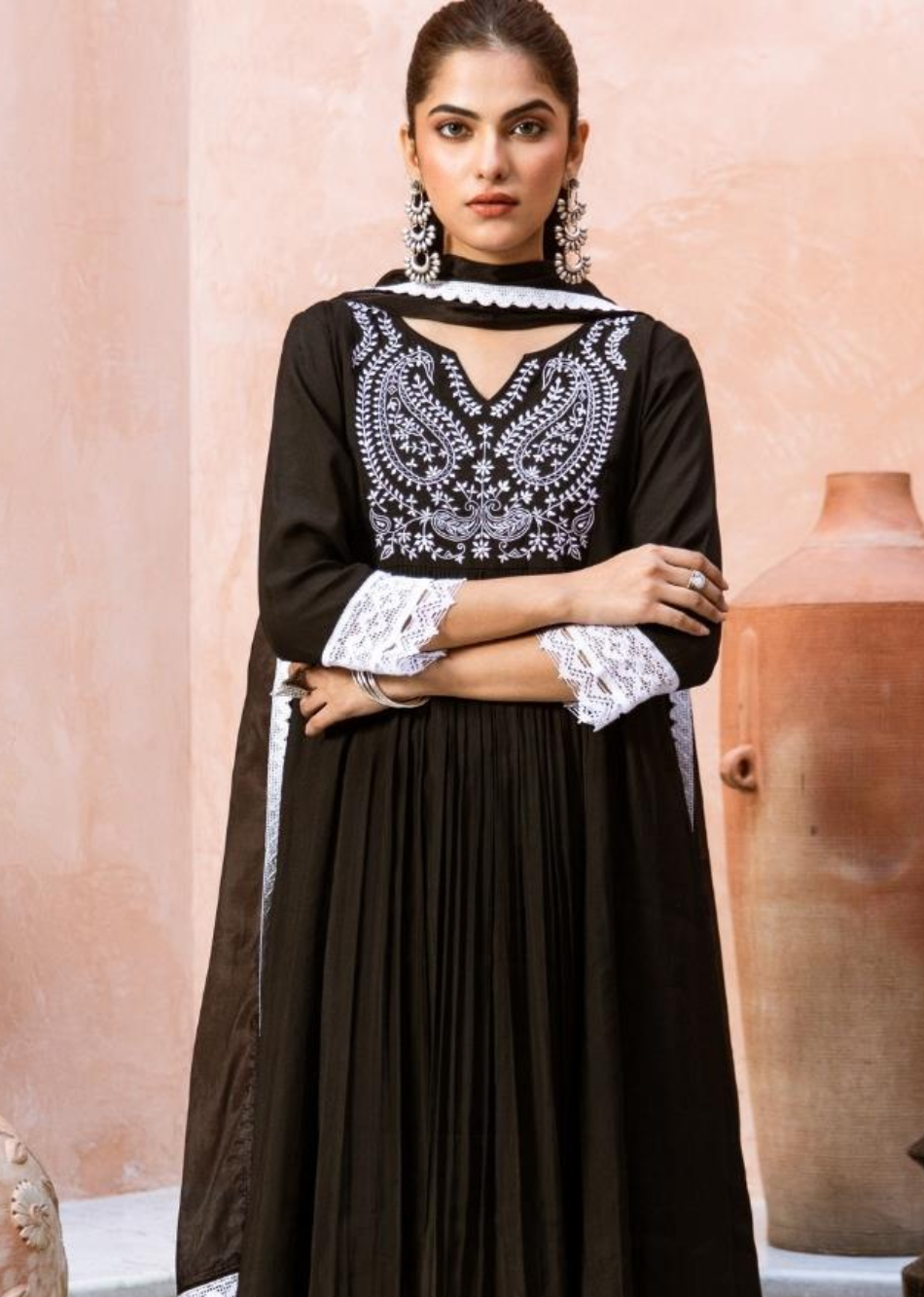 Black-Silk-Embroidered-Anarkali-Set