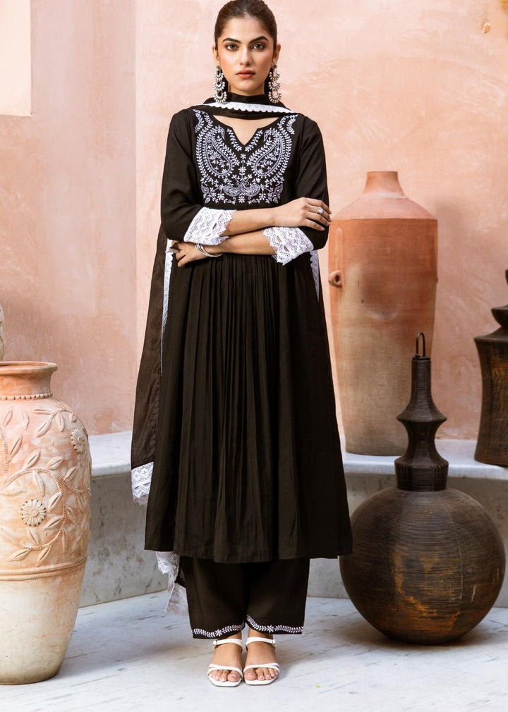 Black-Silk-Embroidered-Anarkali-Set