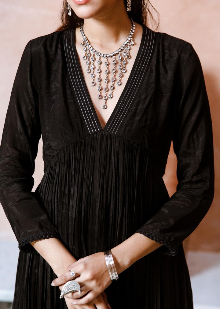 Black-Silk-Lace-Detailed-Collar-Neck-Anarkali-Set