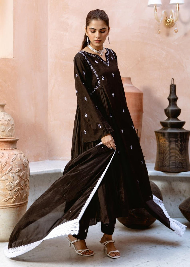 Black-Silk-Side-Gather-Anarkali-Set