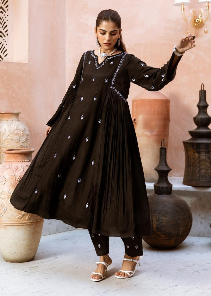 Black-Silk-Side-Gather-Anarkali-Set