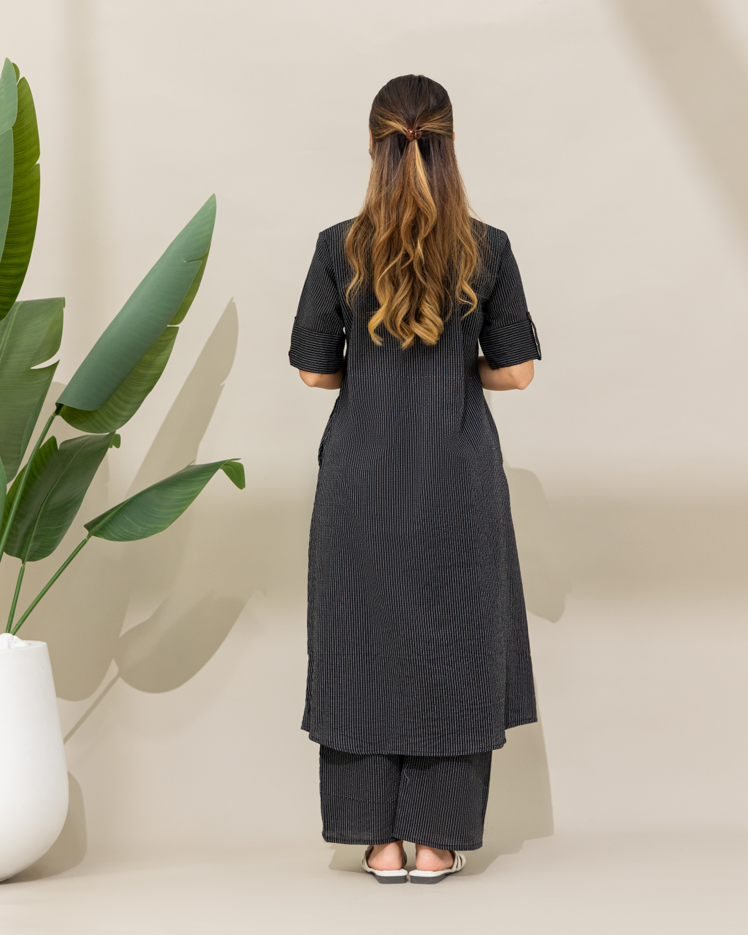 Black Cotton Kurta & Pant Set