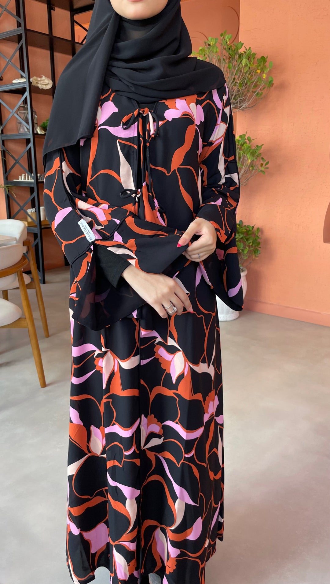 Black-Georgette-Midnight-Kimono-&-Sheila-Set