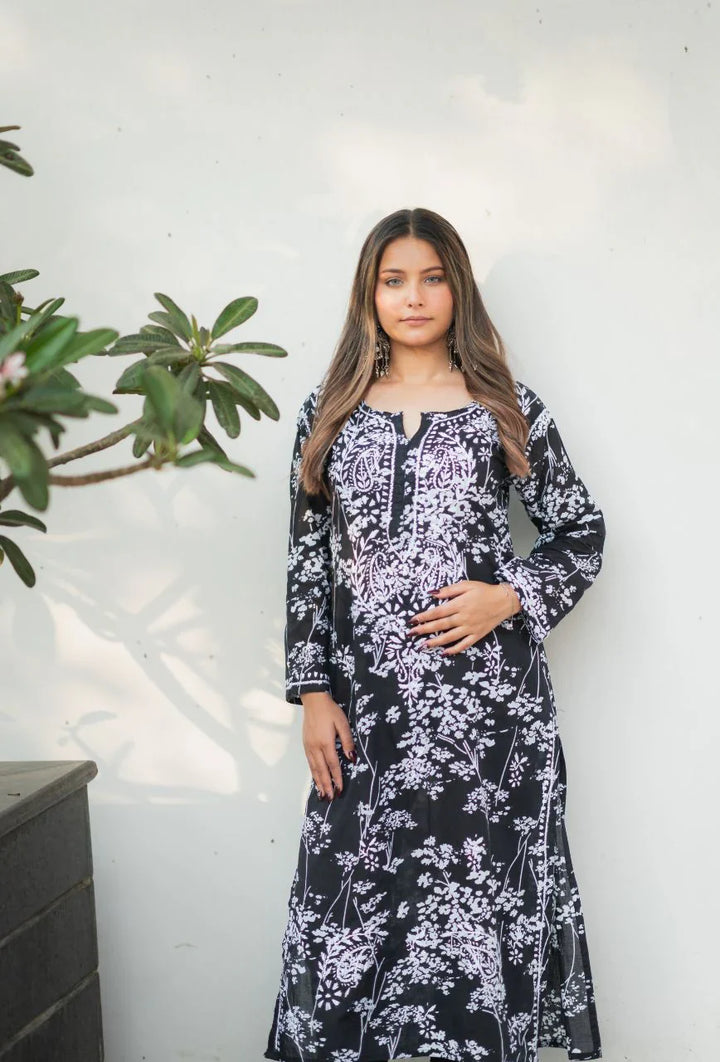 Black-Mulmul-Chikankari-Kurta-Only