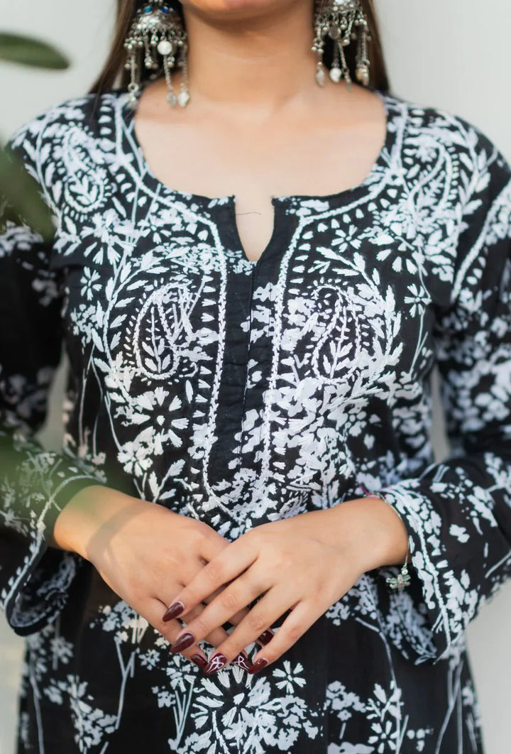 Black-Mulmul-Chikankari-Kurta-Only