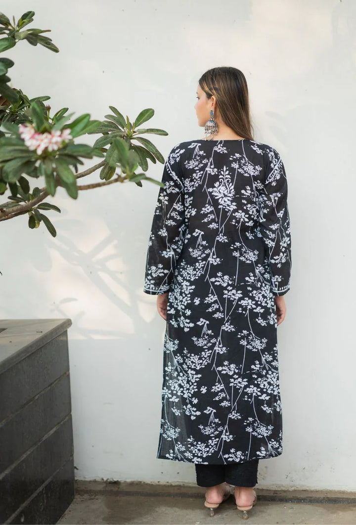 Black-Mulmul-Chikankari-Kurta-Only