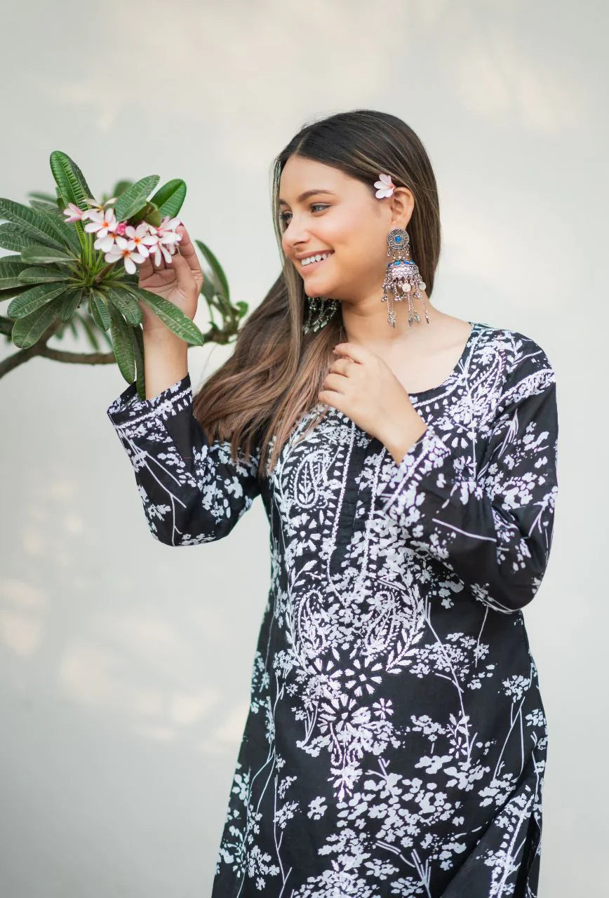 Black-Mulmul-Chikankari-Kurta-Only
