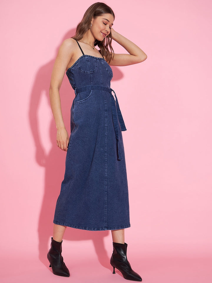 Blue-Denim-Corset-Style-Padded-Maxi-Dress