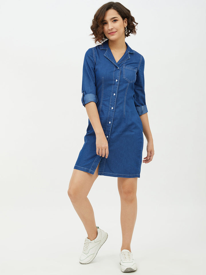 Blue-Denim-Lapel-Collar-Shirt-Dress