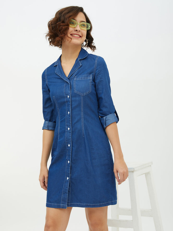 Blue-Denim-Lapel-Collar-Shirt-Dress