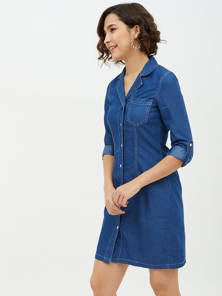 Blue-Denim-Lapel-Collar-Shirt-Dress